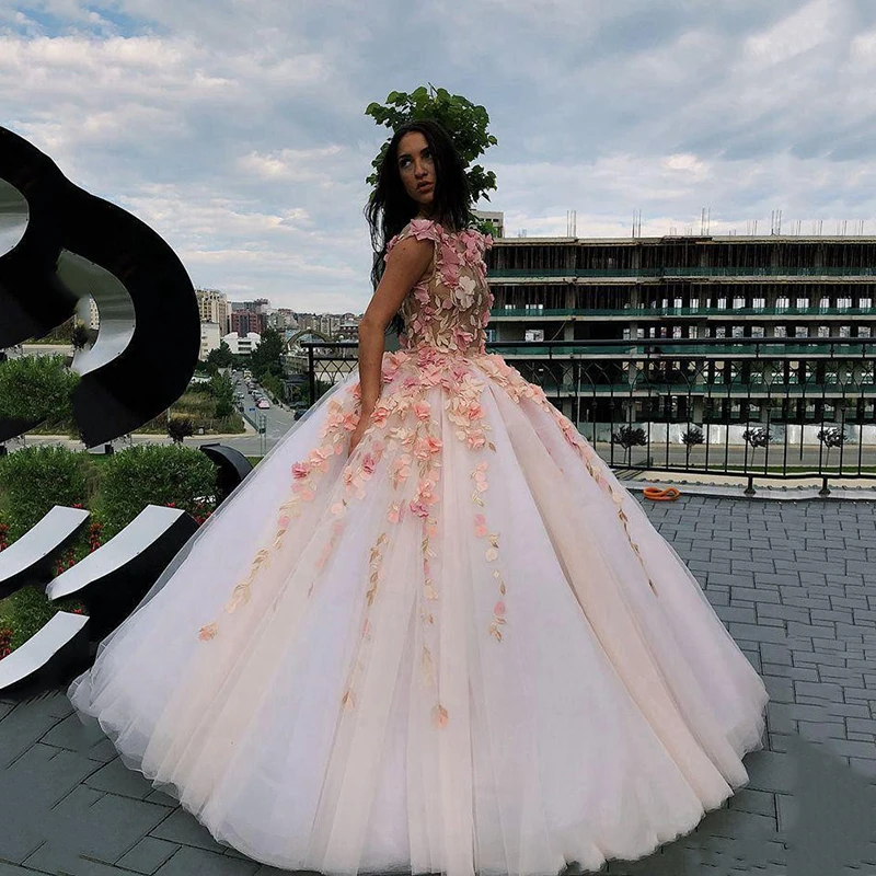 Бальное платье принцессы с 3D цветочной аппликацией официальное для выпускного