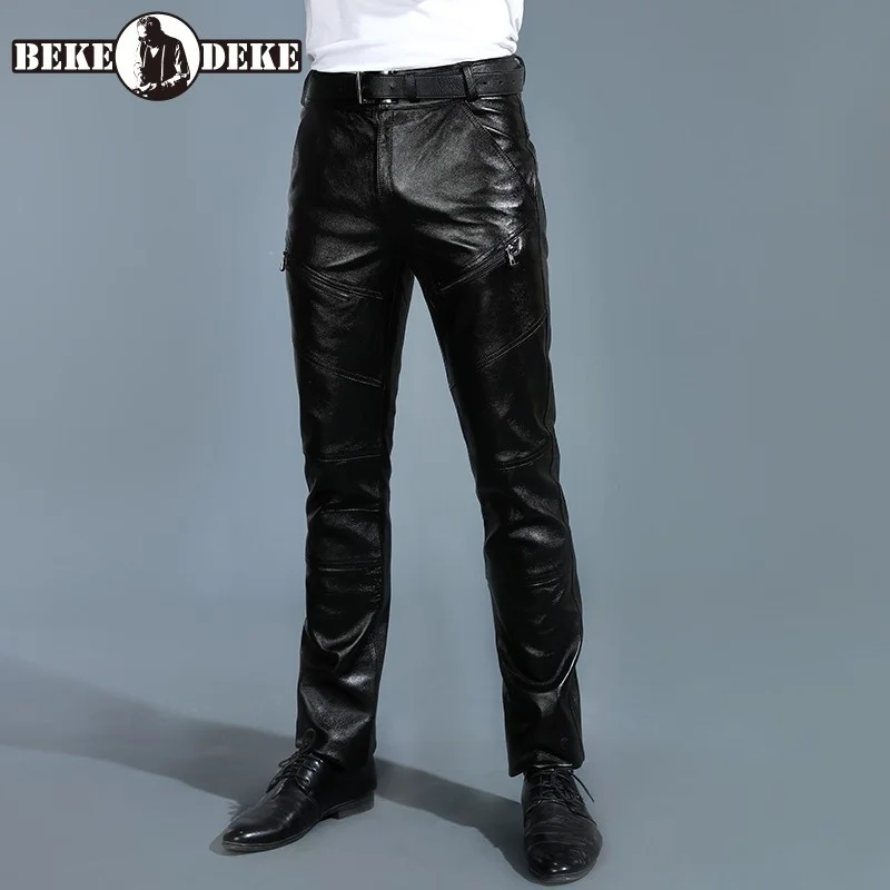 Men Business Casual 100% Real Leather Pants Winter Warm Motorcycle Skinny Pencil Pants Designer Zipper Slim Cowhide Trousers
Men Business Casual 100% Real Leather Pants Winter Warm Motorcycle Skinny Pencil Pants Designer Zipper Slim Cowhide Trousers