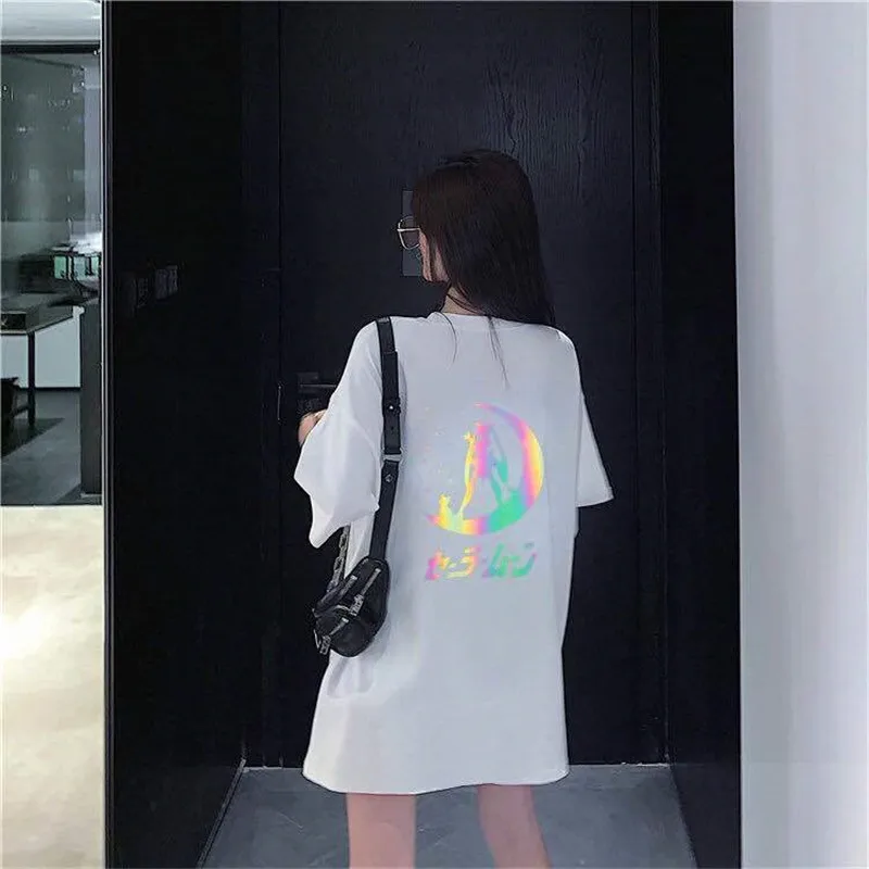 Sailor Moon Print Reflective Summer T-shirts Women Korean Casual O-Neck Short Sleeve Tee Shirts Loose Harajuku Plus Size Tops
Sailor Moon Print Reflective Summer T-shirts Women Korean Casual O-Neck Short Sleeve Tee Shirts Loose Harajuku Plus Size Tops