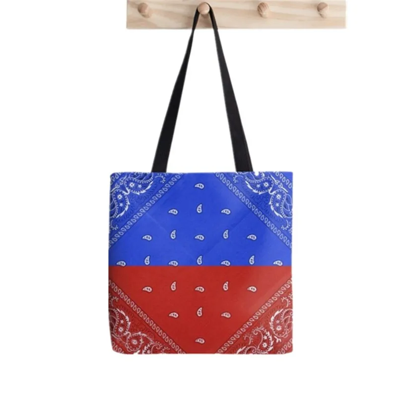 Shopper Classic bandana blue and red Print Tote Bag women Harajuku shopper handbag girl Shoulder shopping bag Lady Canvas Bag
Shopper Classic bandana blue and red Print Tote Bag women Harajuku shopper handbag girl Shoulder shopping bag Lady Canvas Bag