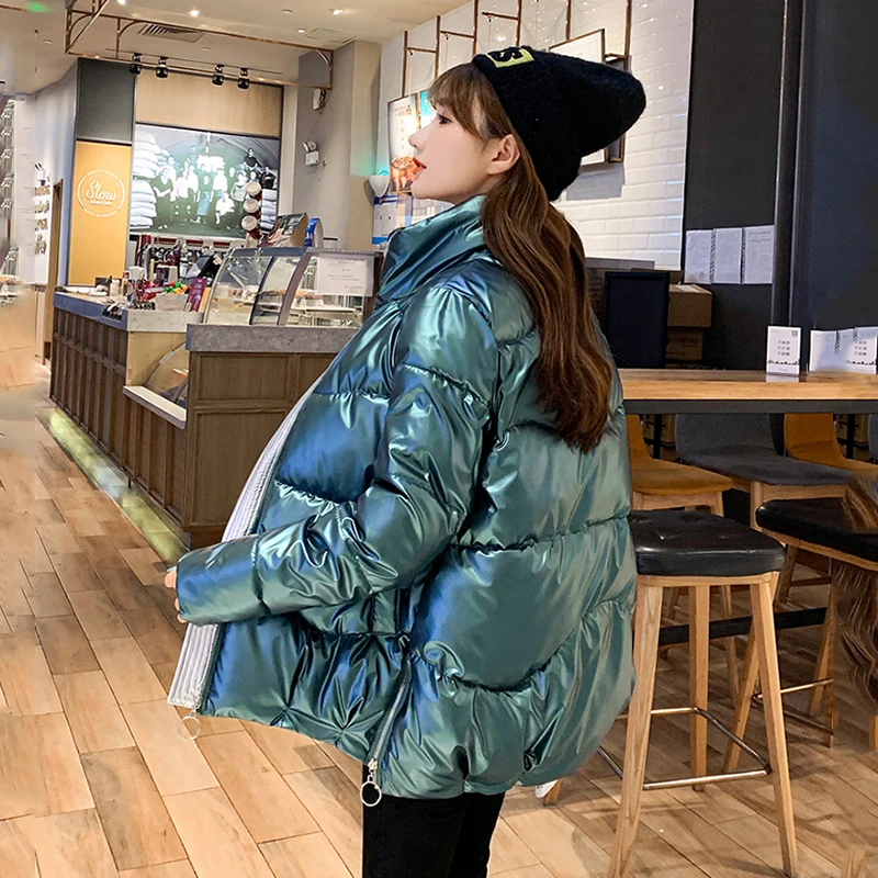 Shiny Female Parkas Winter Thick Solid Women's Jacket Loose Stand Collar Glossy Cotton Padded Outwear Casual Coat Lady
Shiny Female Parkas Winter Thick Solid Women's Jacket Loose Stand Collar Glossy Cotton Padded Outwear Casual Coat Lady