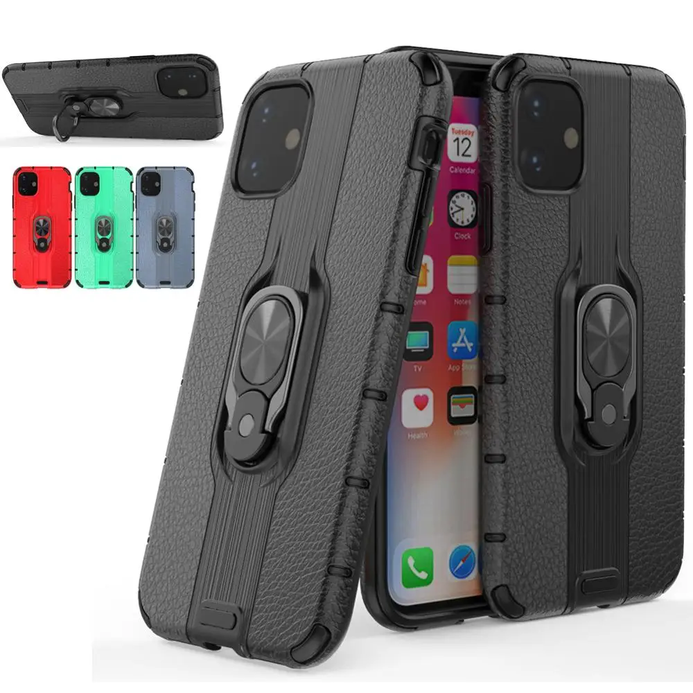 Противоударный Гибридный чехол для iPhone 11 Pro Max с кольцом держателем Твердый +