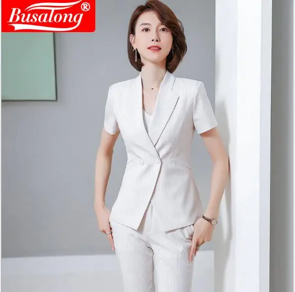 2020 New temperament women formal skirt suits fashion slim short sleeve Striped blazer and skirt office ladies work wear
2020 New temperament women formal skirt suits fashion slim short sleeve Striped blazer and skirt office ladies work wear