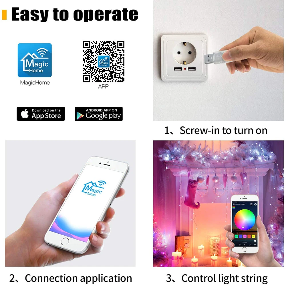 Smart WiFi Control RGB Fairy LED String Light For IOS Android 32.8ft 100LED Outdoor Waterproof USB Copper Wire Christmas Lights
Smart WiFi Control RGB Fairy LED String Light For IOS Android 32.8ft 100LED Outdoor Waterproof USB Copper Wire Christmas Lights