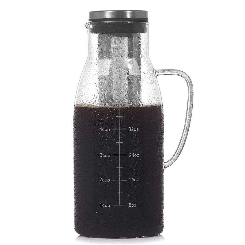 Cold Brew Coffee Maker,Iced Tea Pitcher Infuser with Lid&Scale,Dual Use Filter Coffee Pot ,51Oz/1.5L
Cold Brew Coffee Maker,Iced Tea Pitcher Infuser with Lid&Scale,Dual Use Filter Coffee Pot ,51Oz/1.5L