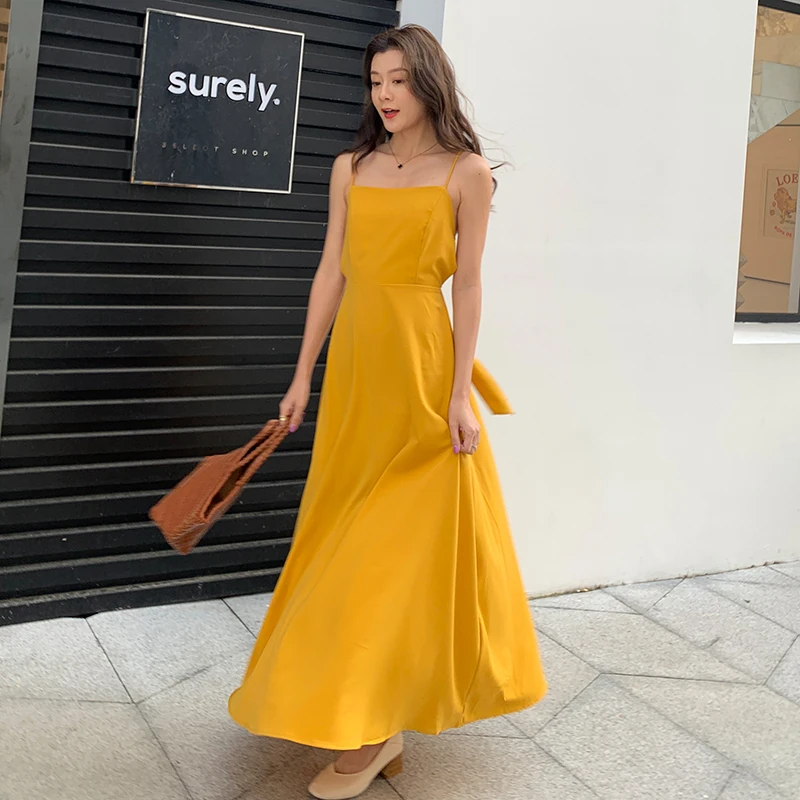 Maxi Yellow Women Slip Dress Summer 2022 Elegant Runway Korean Backless Party Night Dress Long Tropical Vacation Beach Sundress
Maxi Yellow Women Slip Dress Summer 2022 Elegant Runway Korean Backless Party Night Dress Long Tropical Vacation Beach Sundress