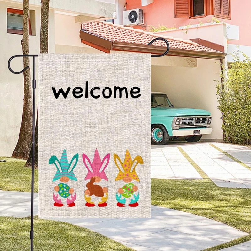 Happy Easter Day Garden Flag Double Sided Gnome Eggs Yard Banner Party Decor H051 
Happy Easter Day Garden Flag Double Sided Gnome Eggs Yard Banner Party Decor H051