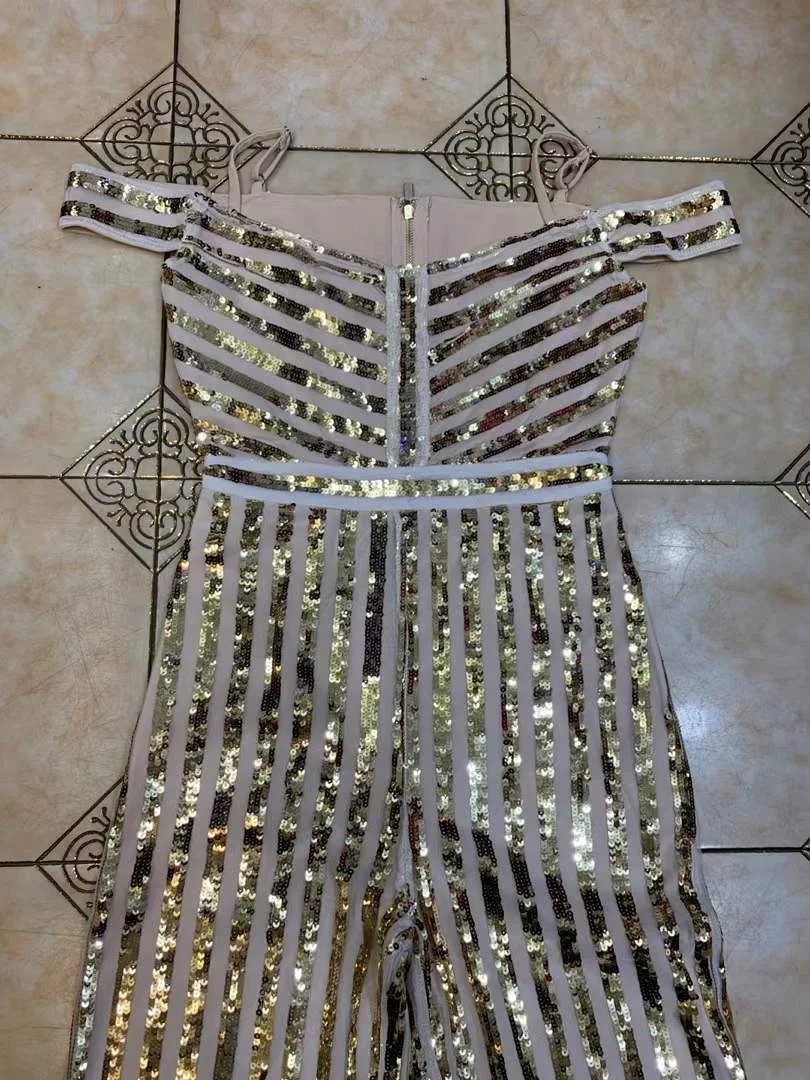 Luxury High Street Summer Fashion Sexy Off Shoulder Glitter Sequins Gold Women Jumpsuit 2021 Celebrity Designer Fashion Rompers
Luxury High Street Summer Fashion Sexy Off Shoulder Glitter Sequins Gold Women Jumpsuit 2021 Celebrity Designer Fashion Rompers