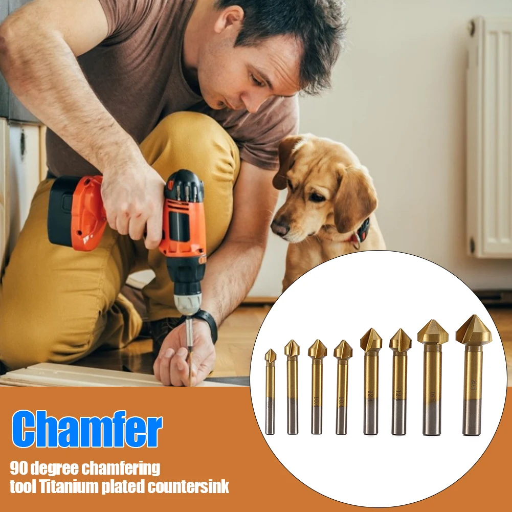 8 шт., сверла для зенковки из быстрорежущей стали с титановым покрытием 
8 шт., сверла для зенковки из быстрорежущей стали с титановым покрытием