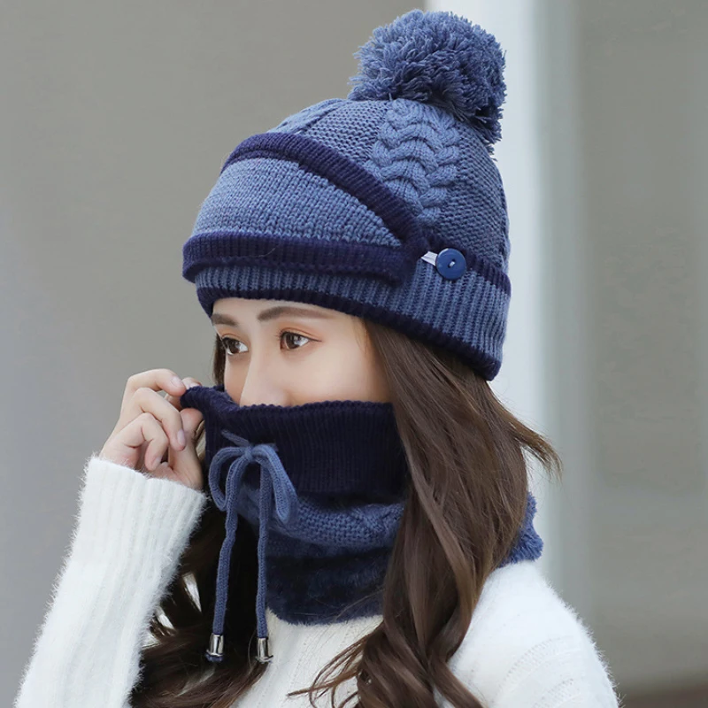 Womens Winter Neck Warmer Beanie 3 Pcs Scarf Hat Mask Set Knitted Pom Pom Ski Snow Cap Color Matching Casual New Fashion Suits
Womens Winter Neck Warmer Beanie 3 Pcs Scarf Hat Mask Set Knitted Pom Pom Ski Snow Cap Color Matching Casual New Fashion Suits