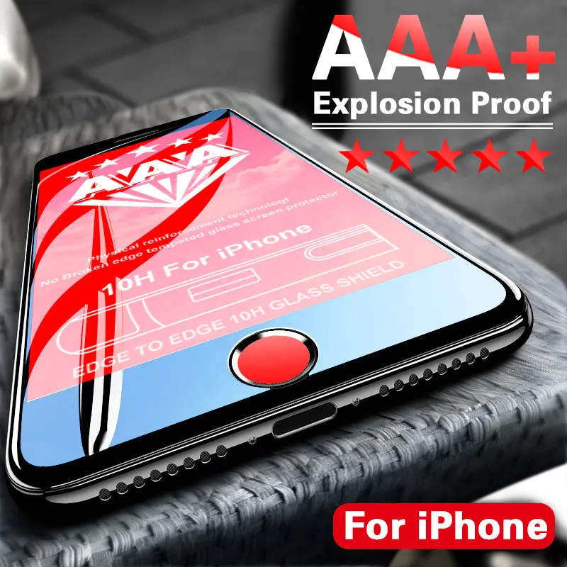 Изогнутое защитное стекло AAA + полное покрытие для iPhone 7 8 6 6s Plus защита экрана 11 Pro X