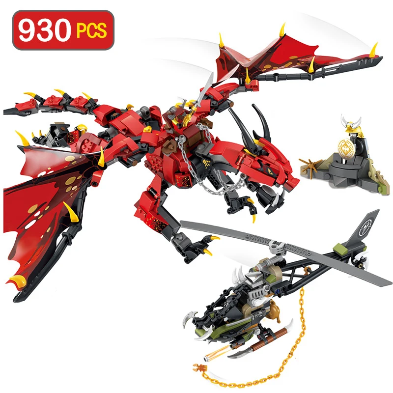 930 шт Огненный Дракон рыцарь строительные блоки firstborn Technic Ninjagoed Кирпичи Модель