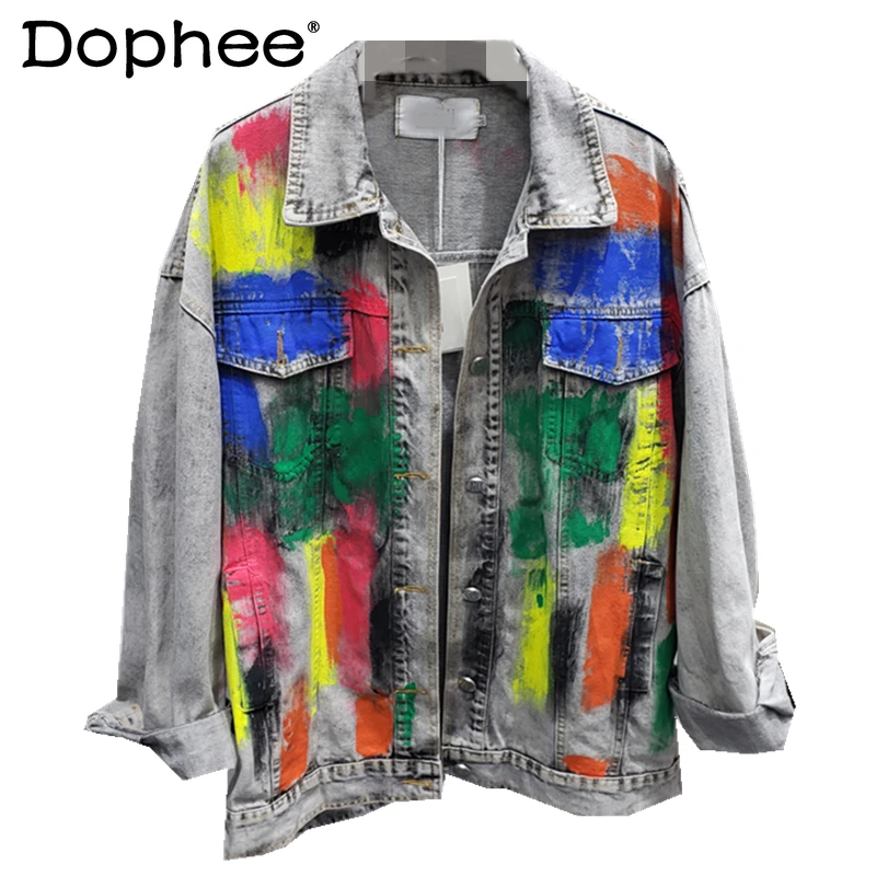 New Fashion Denim Coat for Women 2021 Spring and Autumn Retro Graffiti Distressed Painted Jeans Jacket Loose All-match Coat
New Fashion Denim Coat for Women 2021 Spring and Autumn Retro Graffiti Distressed Painted Jeans Jacket Loose All-match Coat