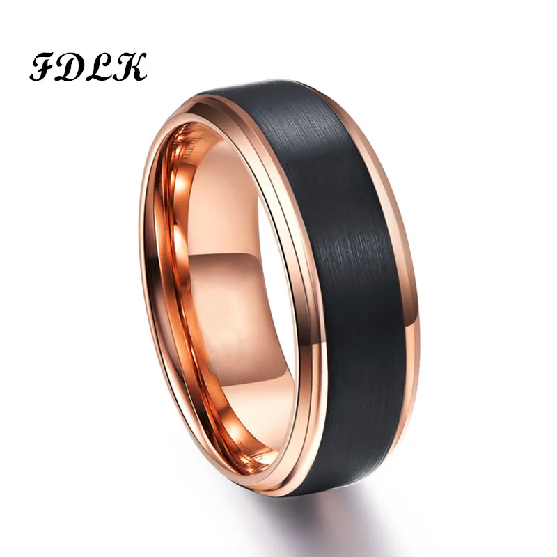 FDLK New Fashion 8mm Rose Gold Stainless Steel Ring Surface Black Brushed Wedding Band Unisex Men and Women Promise Jewelry Gift
FDLK New Fashion 8mm Rose Gold Stainless Steel Ring Surface Black Brushed Wedding Band Unisex Men and Women Promise Jewelry Gift