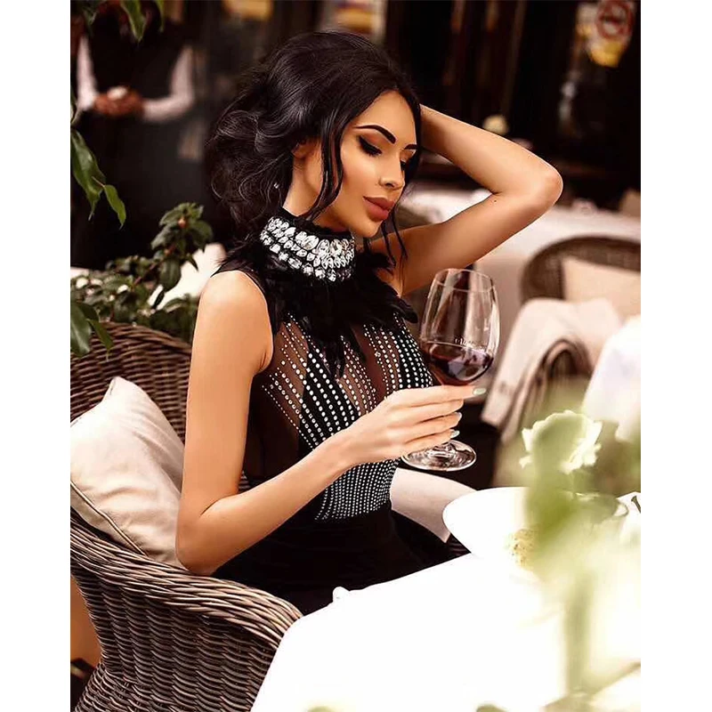 Летнее сексуальное черное платье Lyer, элегантное вечернее платье из вискозы с бисером, длиной до колен, с круглым вырезом, облегающее платье ... 
Летнее сексуальное черное платье Lyer, элегантное вечернее платье из вискозы с бисером, длиной до колен, с круглым вырезом, облегающее платье ...