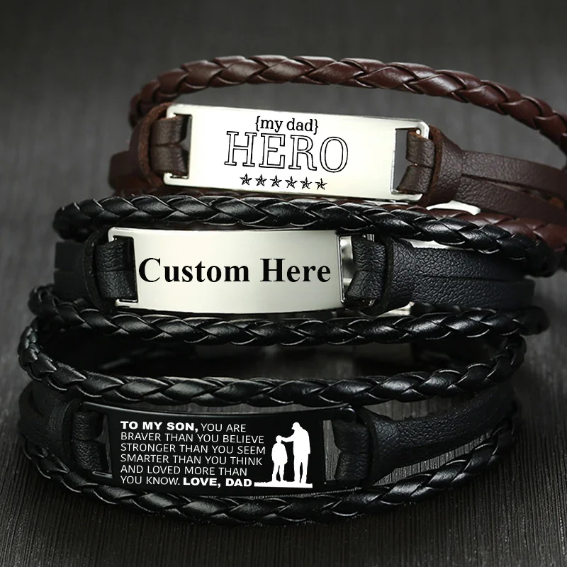 Vnox Custom Leather Bracelets for Men Personalize ID Tag Bar Layered Leather Bangle Gents Wristband
Vnox Custom Leather Bracelets for Men Personalize ID Tag Bar Layered Leather Bangle Gents Wristband