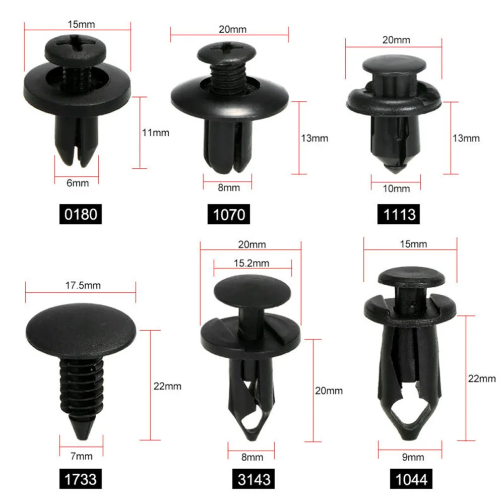 190pcs/Set Universal Plastic Car Fastener Clip Push Type Rivet Retainer Bumper Fender Fixed Clamp Black
190pcs/Set Universal Plastic Car Fastener Clip Push Type Rivet Retainer Bumper Fender Fixed Clamp Black