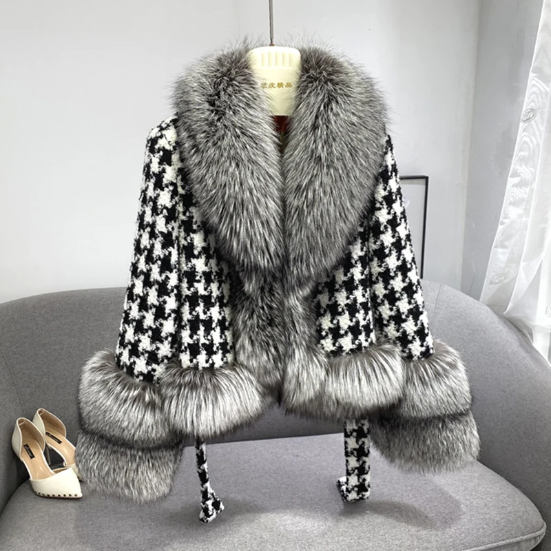2021 New Arrival Women's Real Fox Fur Coats Fashion Houndstooth Wool Jackets Luxury Winter Thick Warm Outwear S7921B
2021 New Arrival Women's Real Fox Fur Coats Fashion Houndstooth Wool Jackets Luxury Winter Thick Warm Outwear S7921B
