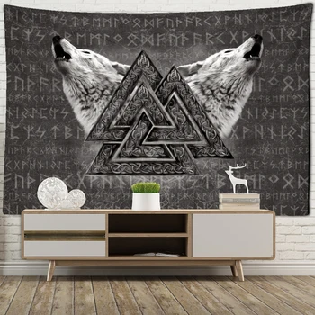 Viking Rune Art Tapestry Wall Hanging Magic Beach Mat Bohemian Hippie TAPIZ Dormitory Living Room Home Decor