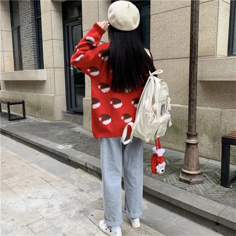 Japanese Winter New Sweet Christmas Hat Sweaters Keep Warm Knitting Lazy Style Sweaters Casual Loose Thicken Cute Sweater
Japanese Winter New Sweet Christmas Hat Sweaters Keep Warm Knitting Lazy Style Sweaters Casual Loose Thicken Cute Sweater