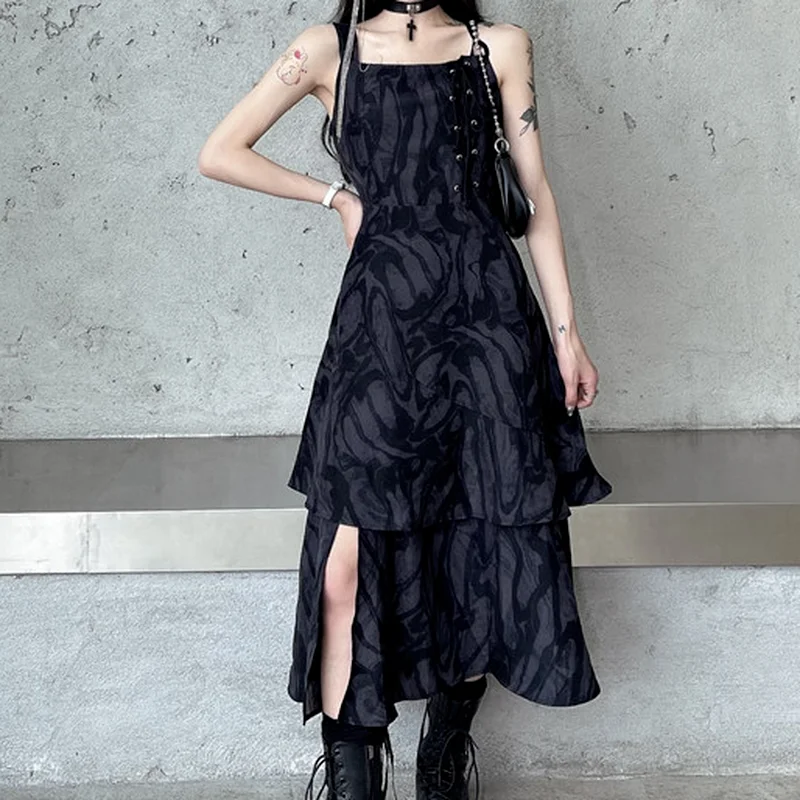 Women's Dress Design Sense Harajuku Suspenders Summer Korean Version Y2k Black Retro Tie Dye Mid-length Harajuku Split Vestidos
Women's Dress Design Sense Harajuku Suspenders Summer Korean Version Y2k Black Retro Tie Dye Mid-length Harajuku Split Vestidos