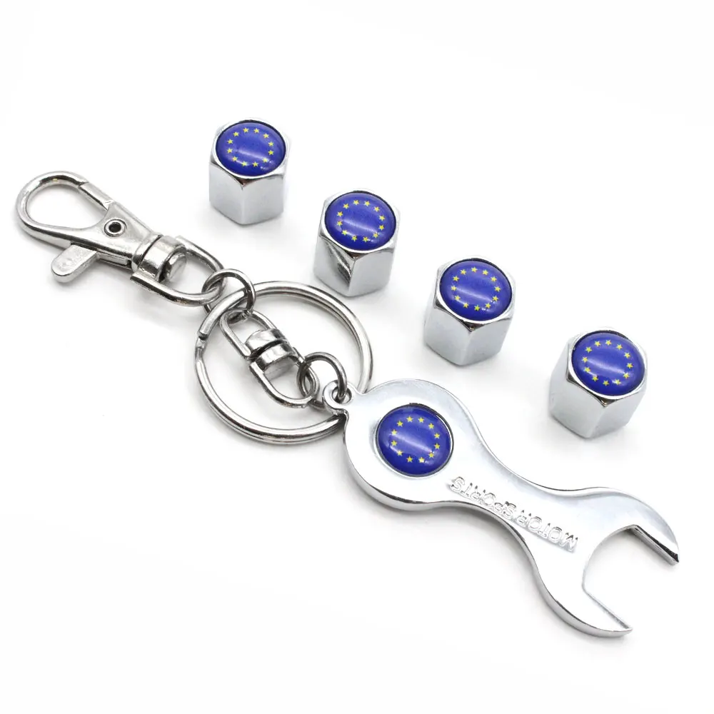 5Pcs/Set European Union Flag Style Anti-theft Car Wheel Air Tire Valves Tire Valve Caps Stem with Wrench Keychain Ring Spanner
5Pcs/Set European Union Flag Style Anti-theft Car Wheel Air Tire Valves Tire Valve Caps Stem with Wrench Keychain Ring Spanner
