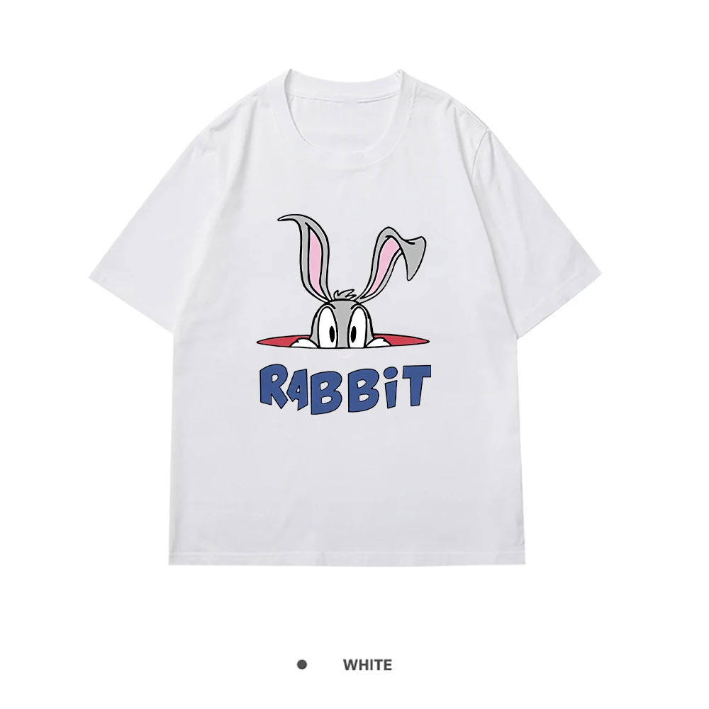 Женская футболка с принтом кролика Повседневная Мягкая свободная коротким