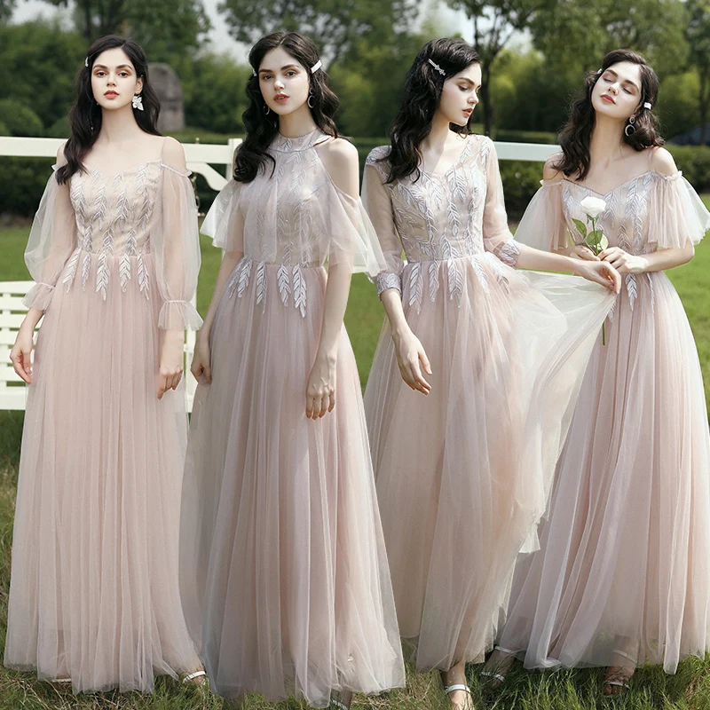 Bridesmaids Dresses Illusion Off The Shoulder Luxury Sequined V-Neck Embroidery A-Line Lace Tulle Women Wedding Party Gown E155
Bridesmaids Dresses Illusion Off The Shoulder Luxury Sequined V-Neck Embroidery A-Line Lace Tulle Women Wedding Party Gown E155