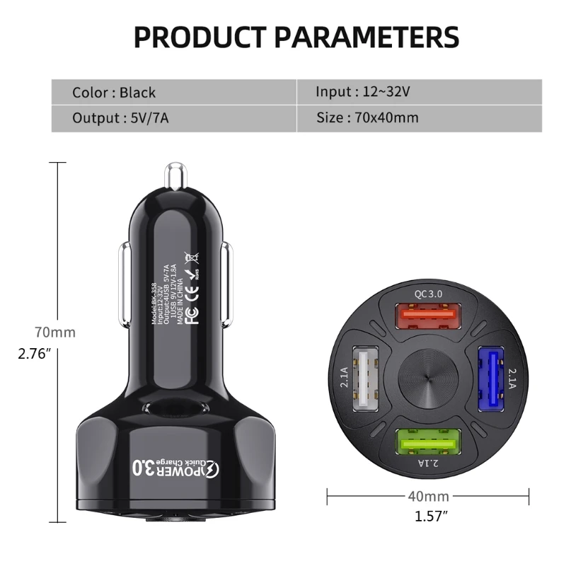 4 Ports 3 USB Car Charger Quick Charge 3.0 Universal Fast Charging in car 4 Port Mobile Phone Charger
4 Ports 3 USB Car Charger Quick Charge 3.0 Universal Fast Charging in car 4 Port Mobile Phone Charger