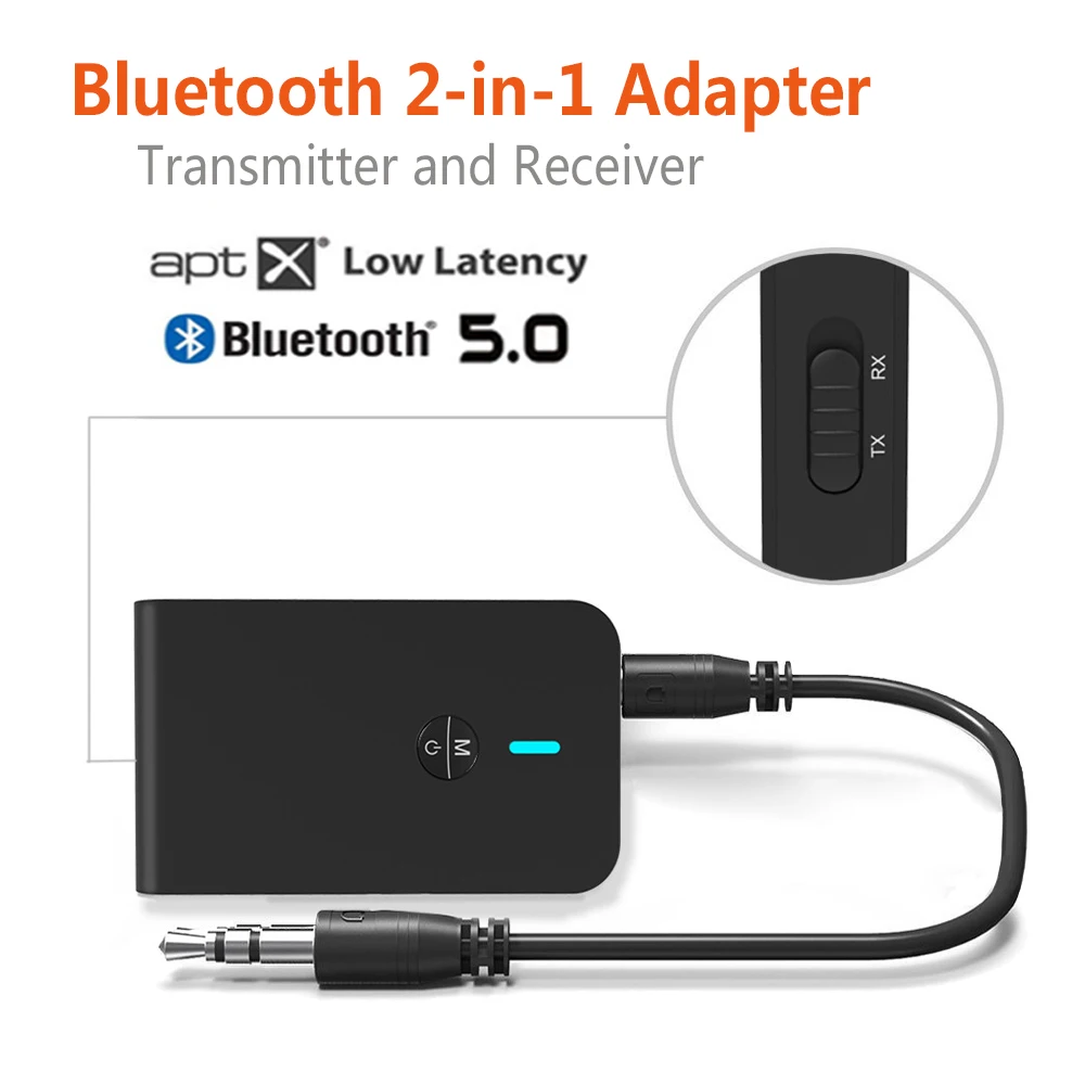 Беспроводной Bluetooth 5 0 передатчик приемник 3 мм разъем AUX стерео аудио адаптер для