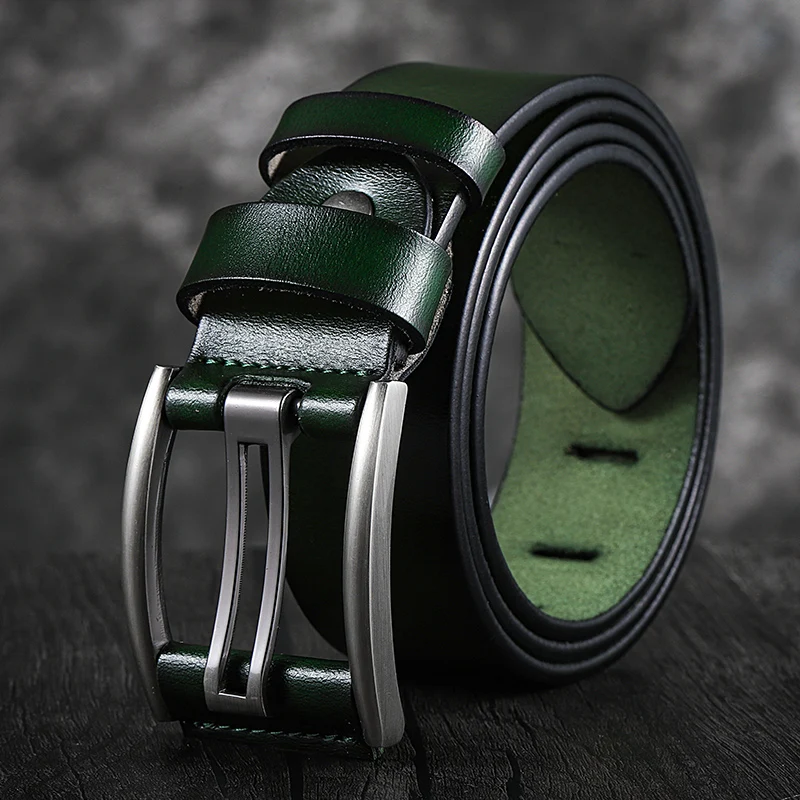 

Genuine Leather Belt Male Black/Green/Blue/Coffee High Quality Belt Vintage Men Belts Cummerbunds 90-130CM