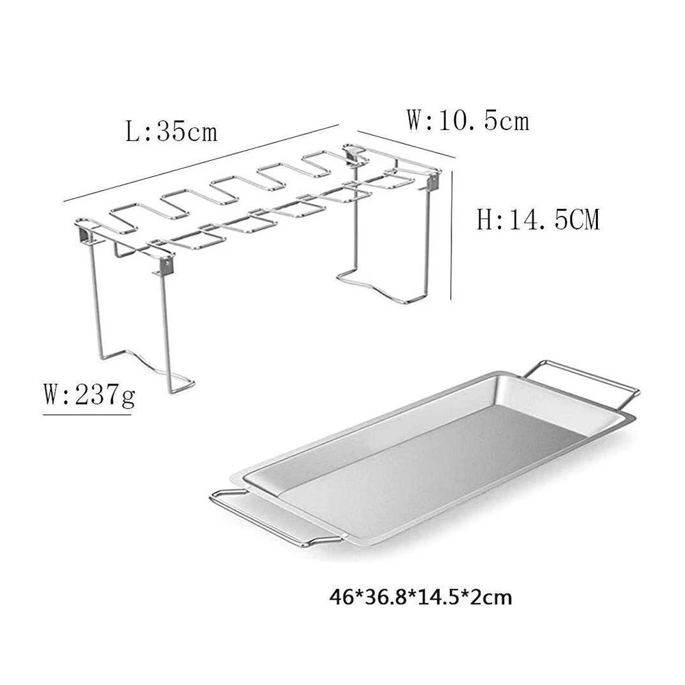 BBQ Beef Chicken Leg Wing Grill Rack 14 Slots Stainless Steel Barbecue Drumsticks Holder Smoker Oven Roaster Stand with Drip Pan
BBQ Beef Chicken Leg Wing Grill Rack 14 Slots Stainless Steel Barbecue Drumsticks Holder Smoker Oven Roaster Stand with Drip Pan