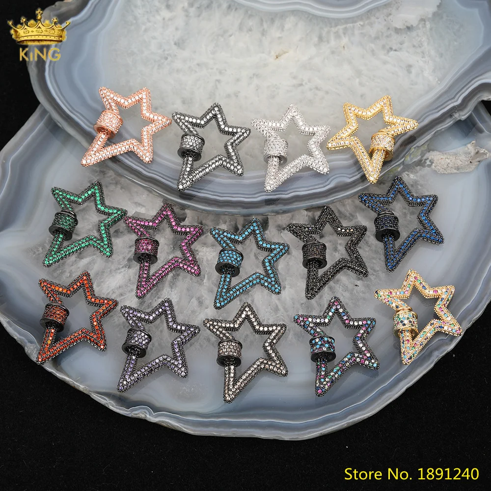 5Pcs 25X29mm Cubic Ziron Micro Paved Five-Point Stars Pendant Screw Clasps, Zirconia Jewelry Connector Clasps DIY Findings Bulk
5Pcs 25X29mm Cubic Ziron Micro Paved Five-Point Stars Pendant Screw Clasps, Zirconia Jewelry Connector Clasps DIY Findings Bulk