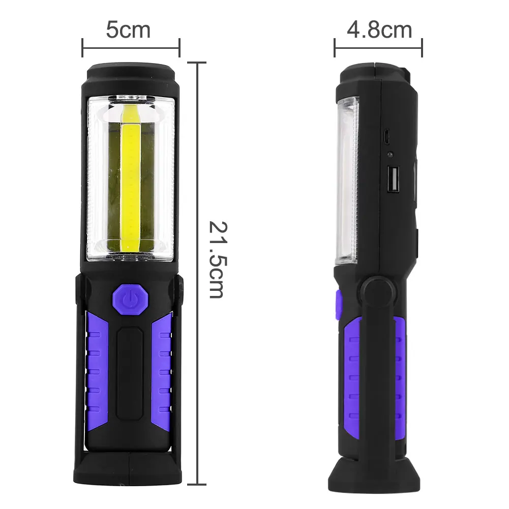 USB Перезаряжаемый рабочий светильник COB Ночной светодиодный фонарик портативный