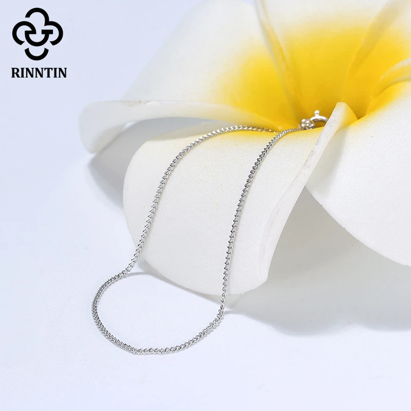 Rinntin чистый S925 серебро 1 0 мм цепочка ожерелье 40 см/45 см/50 см для женщин длинное