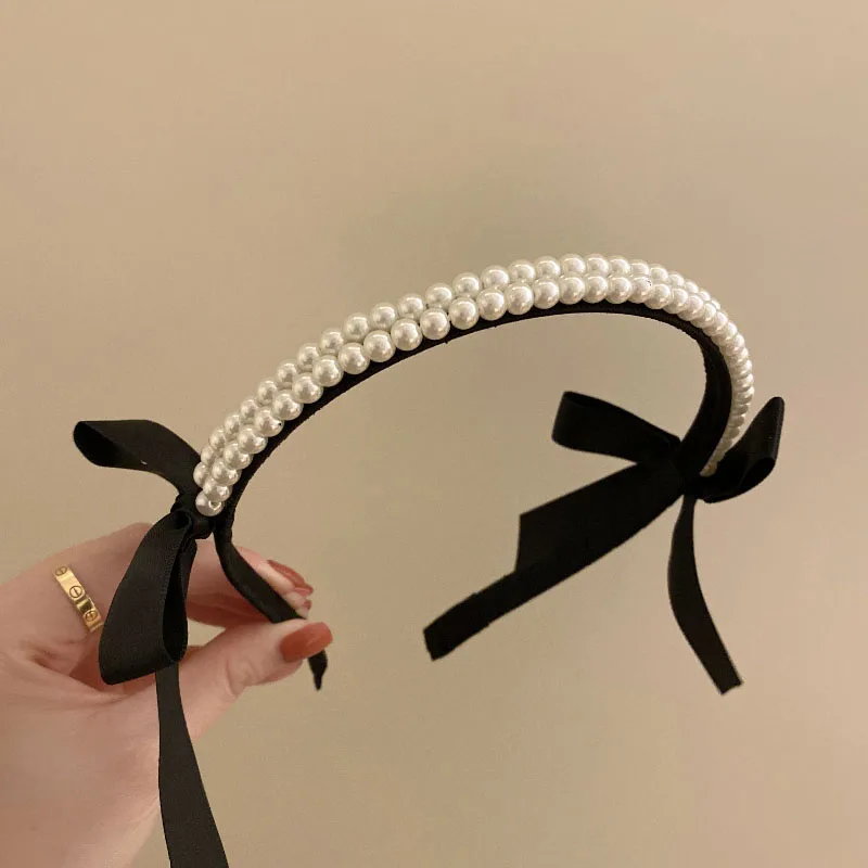 Retro Temperament Women Black Satin Bow Hair Hoop Elegant Lady Pearl Hairband Hairwear Fashion Girls Hair Accessory
Retro Temperament Women Black Satin Bow Hair Hoop Elegant Lady Pearl Hairband Hairwear Fashion Girls Hair Accessory