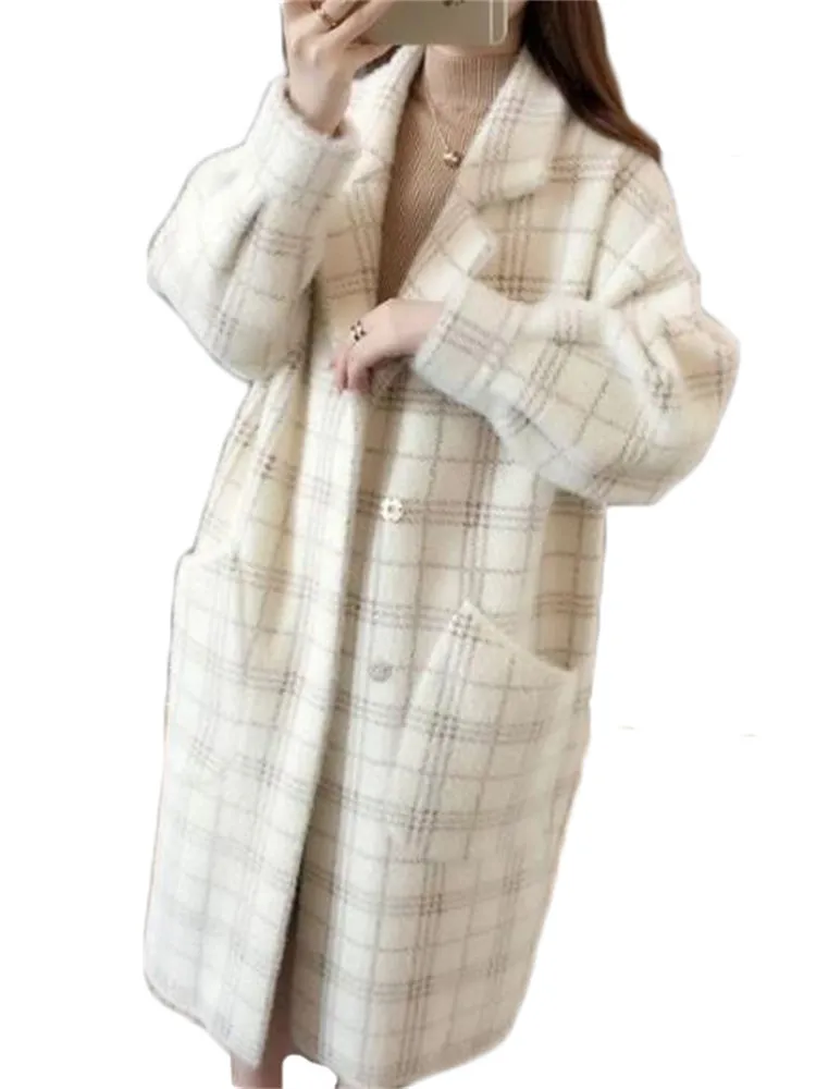 Женщины Белый Имитация Норки Бархат Средней длины Клетчатое Пальто Корейская Версия Костюм Воротник Куртка Осень Зима Новая Одежда N1486 
Женщины Белый Имитация Норки Бархат Средней длины Клетчатое Пальто Корейская Версия Костюм Воротник Куртка Осень Зима Новая Одежда N1486