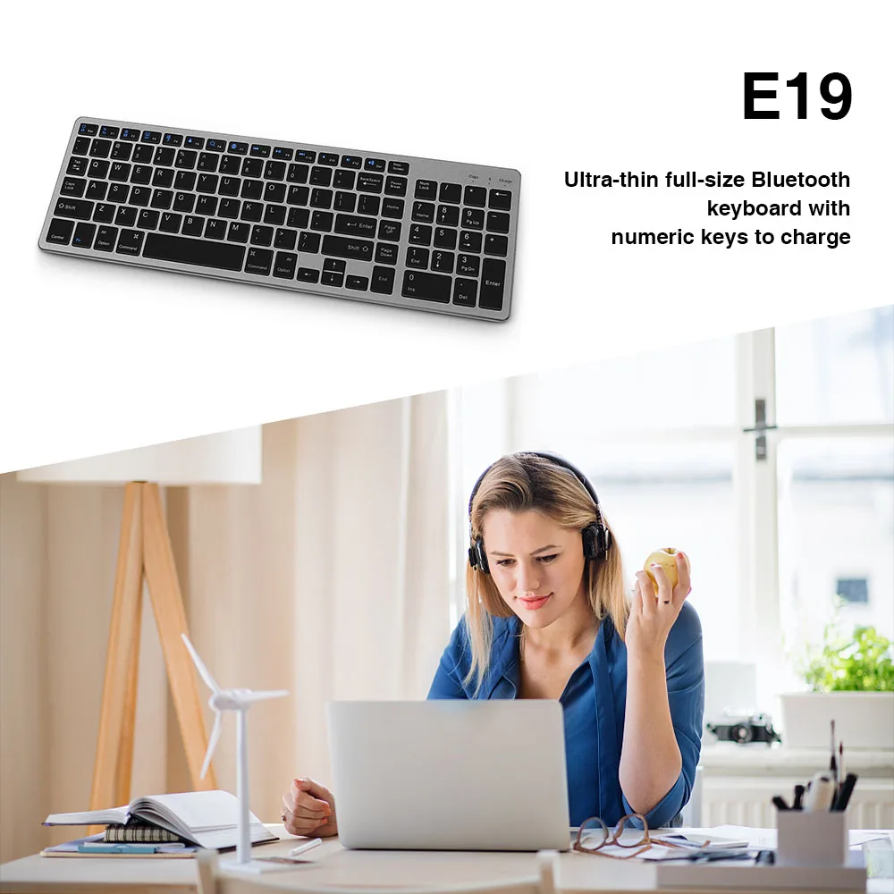 Портативная Bluetooth-клавиатура E19, перезаряжаемая ультратонкая Беспроводная клавиатура для ноутбука, настольного ПК, планшета 
Портативная Bluetooth-клавиатура E19, перезаряжаемая ультратонкая Беспроводная клавиатура для ноутбука, настольного ПК, планшета