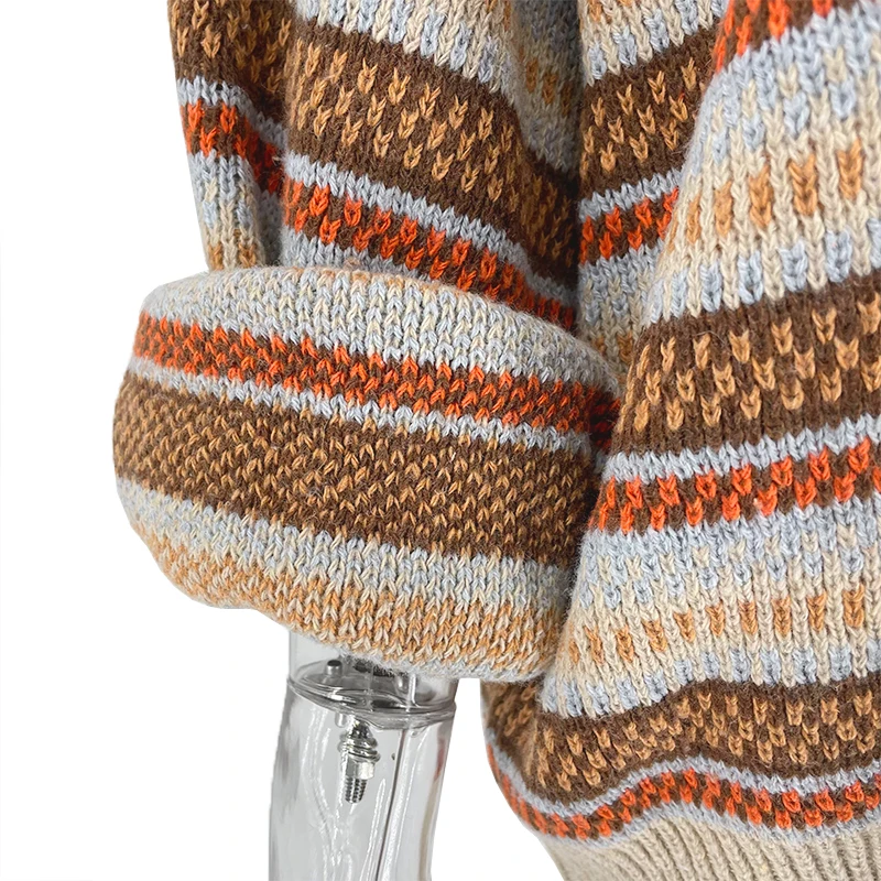 High Street Women Sweater Striped Contrasting Color Sweaters Vintage O-Neck Long Sleeve Knitwear Pullovers Women Clothes
High Street Women Sweater Striped Contrasting Color Sweaters Vintage O-Neck Long Sleeve Knitwear Pullovers Women Clothes