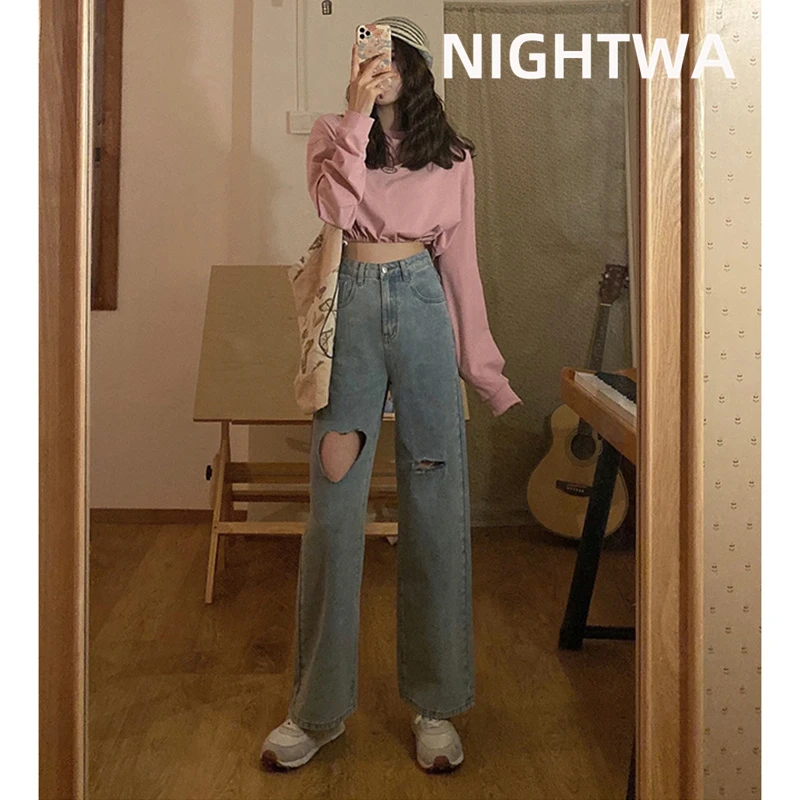 NIGHTWA Women High Waist Jeans Japanese Harajuku Loose Love Cutout Straight Pants Sweet High Street Fashion Wide-Leg Trousers
NIGHTWA Women High Waist Jeans Japanese Harajuku Loose Love Cutout Straight Pants Sweet High Street Fashion Wide-Leg Trousers