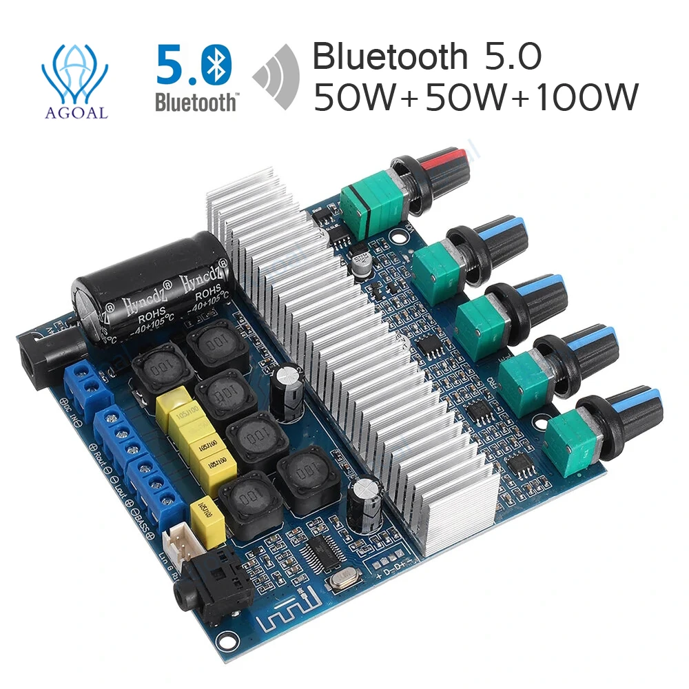 New 2*50W+100W TPA3116D2 Bluetooth 5.0 Power Subwoofer Amplifier Board 2.1 Channel TPA3116 HIFI Audio Stereo Equalizer Amp
New 2*50W+100W TPA3116D2 Bluetooth 5.0 Power Subwoofer Amplifier Board 2.1 Channel TPA3116 HIFI Audio Stereo Equalizer Amp