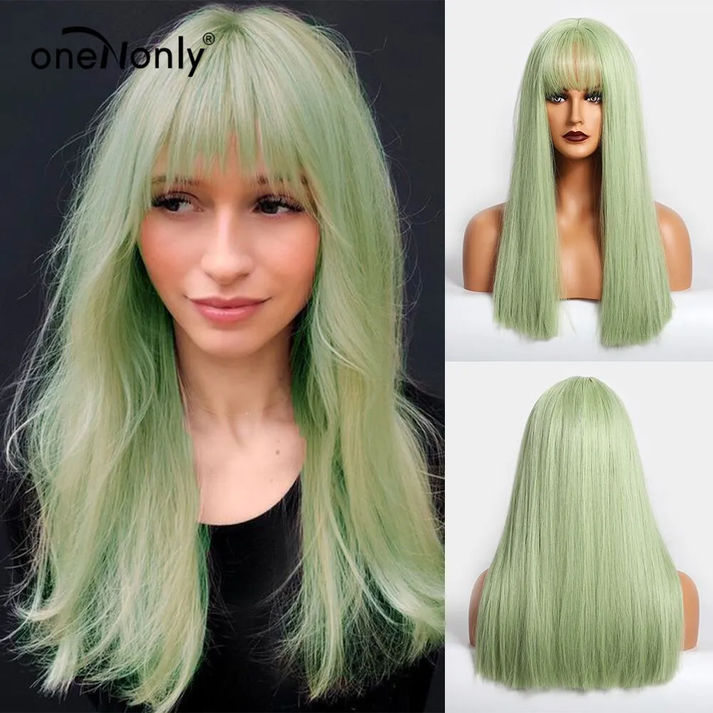 oneNonly Medium Length Straight Ombre Light Green Synthetic Wigs with Bangs for Women Cosplay Party Natural Wig Heat Resistant
oneNonly Medium Length Straight Ombre Light Green Synthetic Wigs with Bangs for Women Cosplay Party Natural Wig Heat Resistant