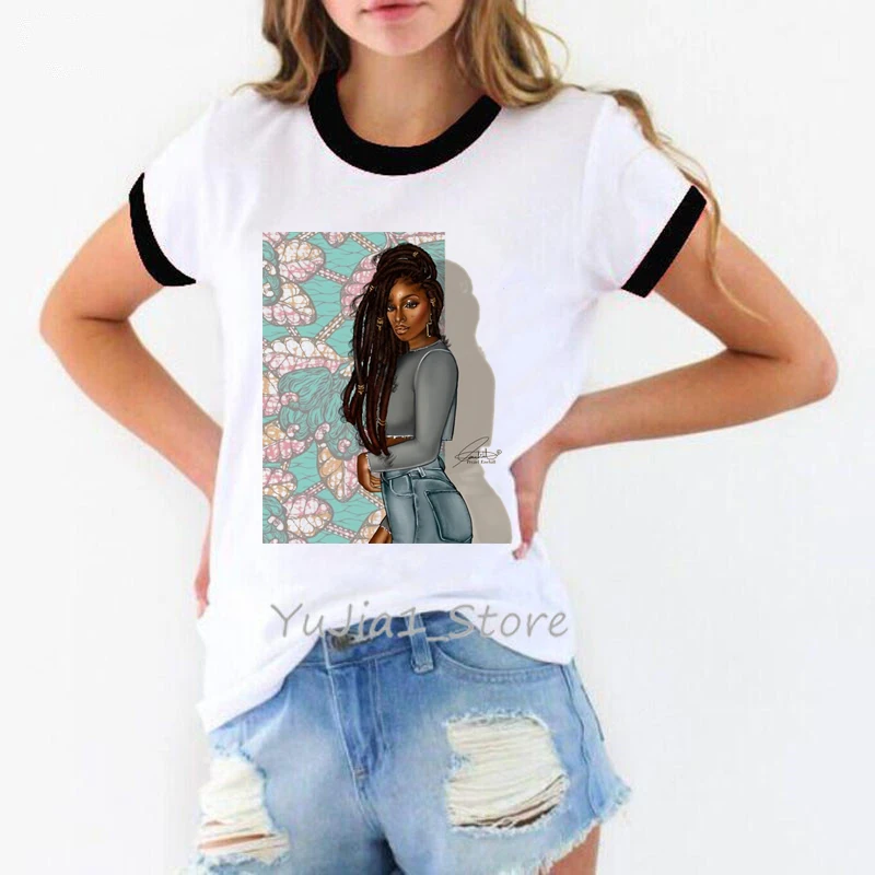 Summer T shirt Women Princess Harajuku Short T Shirt Women Vintage Style Fashion Charm Melanin Black Girl Print Funny
Summer T shirt Women Princess Harajuku Short T Shirt Women Vintage Style Fashion Charm Melanin Black Girl Print Funny