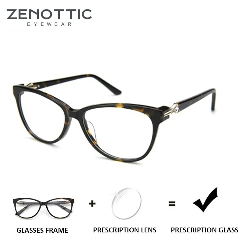 

ZENOTTIC Acetate Cat Eye Glasses Frame Women Retro Anti Blue Light Lenses Optical Spectacle Frames Myopia Prescription Eyewear