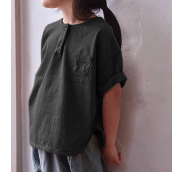 Летняя одежда 2021 детская новинка Повседневная Свободная хлопковая футболка в