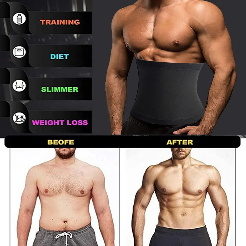Mens Abdomen Reducer Sauna Body Shaper Fitness Sweat Trimmer Belt Waist Trainer Belly Slimming Shapewear Corset |