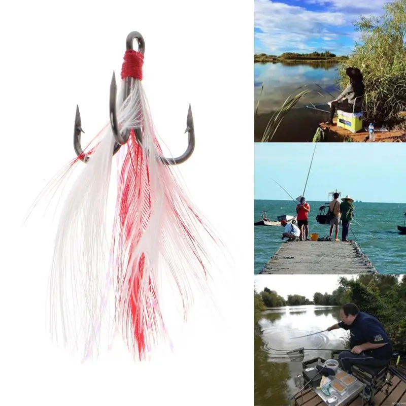 Lot 10Pcs 8# 6# Freshwater Fishing Lures Treble Hooks With Feather Trailer Hooks D0AE
Lot 10Pcs 8# 6# Freshwater Fishing Lures Treble Hooks With Feather Trailer Hooks D0AE
