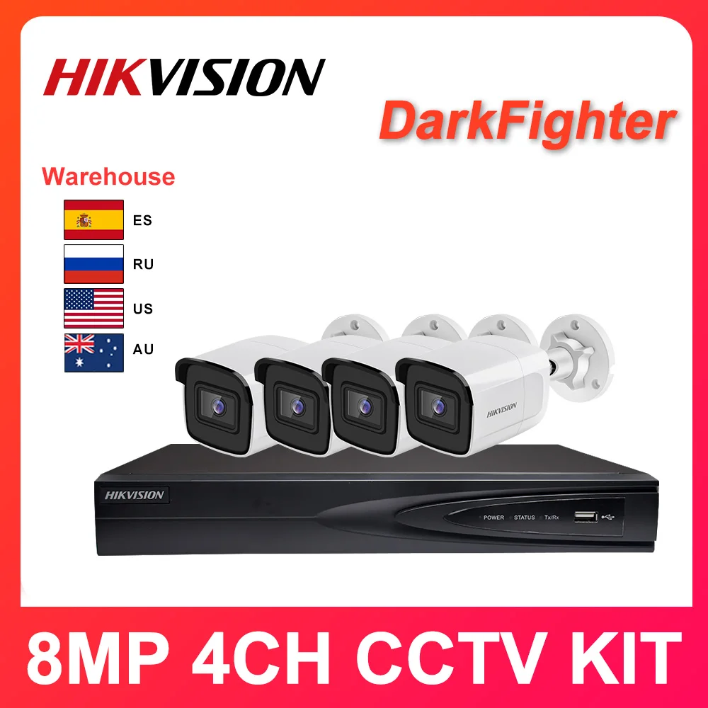 

Hikvision 4K CCTV Kit 8MP IP Camera Bullet DS-2CD2085G1-I POE 4CH 4K DS-7604NI-K1/4P APP Easy installation