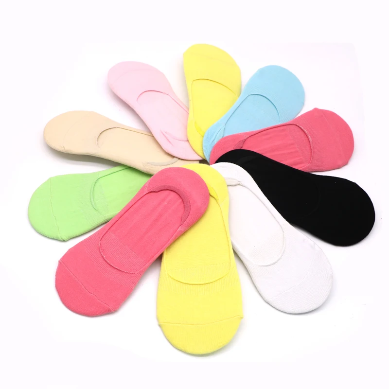 

5/4/3pairs Cotton Invisible Socks Set Summer Non Slip Shallow Breathable Shallow Mouth Sox Casual Low Cut Solid Color Ankle Sock