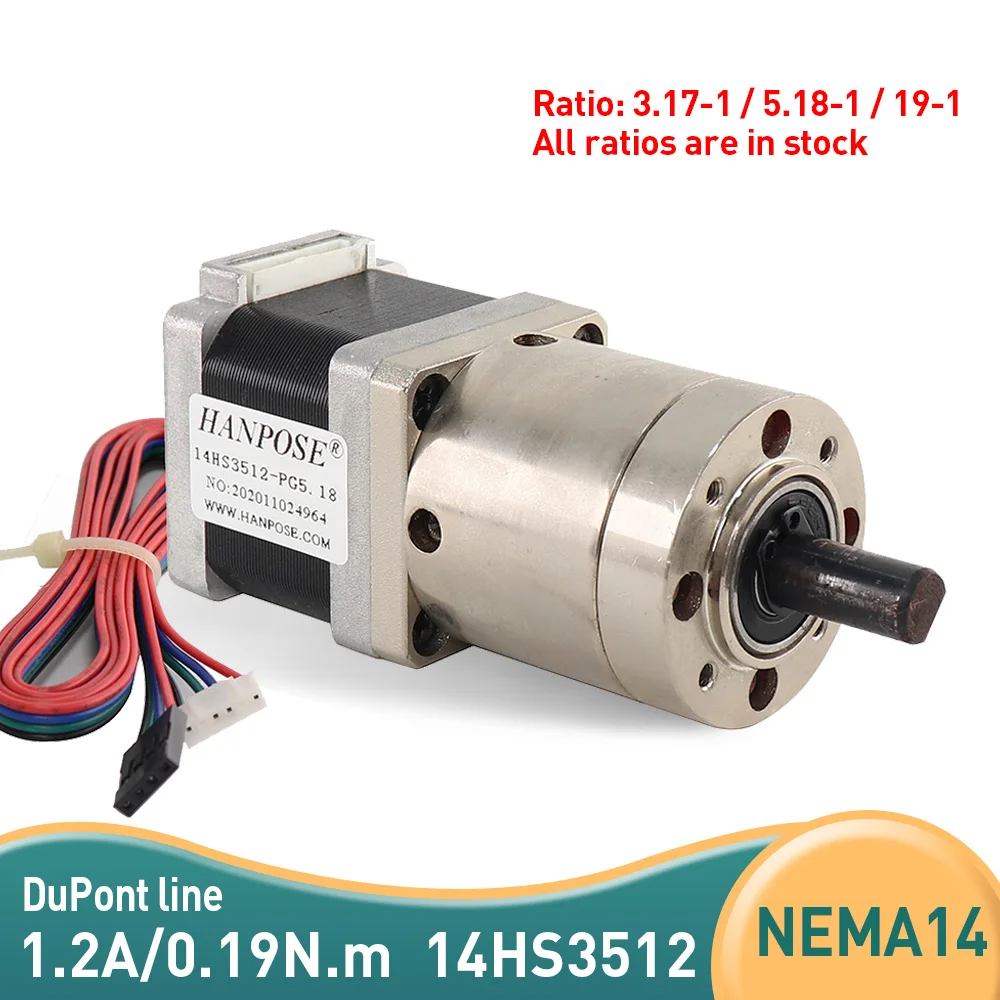 Шаговый двигатель 14HS3512-PG Nema14, 5,18 А, нм, 5 шт., Шестеренчатый шаговый двигатель, планетарный редуктор, соотношение: 1 для 3D CNC
Шаговый двигатель 14HS3512-PG Nema14, 5,18 А, нм, 5 шт., Шестеренчатый шаговый двигатель, планетарный редуктор, соотношение: 1 для 3D CNC